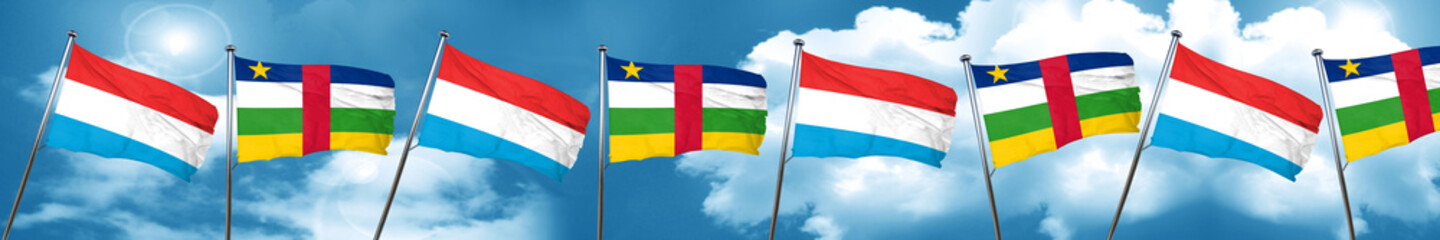 Luxembourg flag with Central African Republic flag, 3D rendering