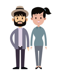 hispter man and young girl couple relation together vector illustration eps 10