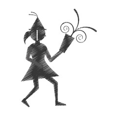 woman with party horn icon, vector illustration image