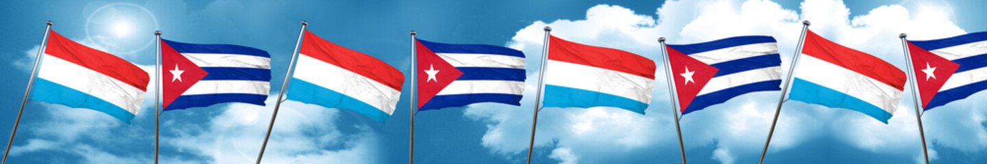 Luxembourg flag with cuba flag, 3D rendering