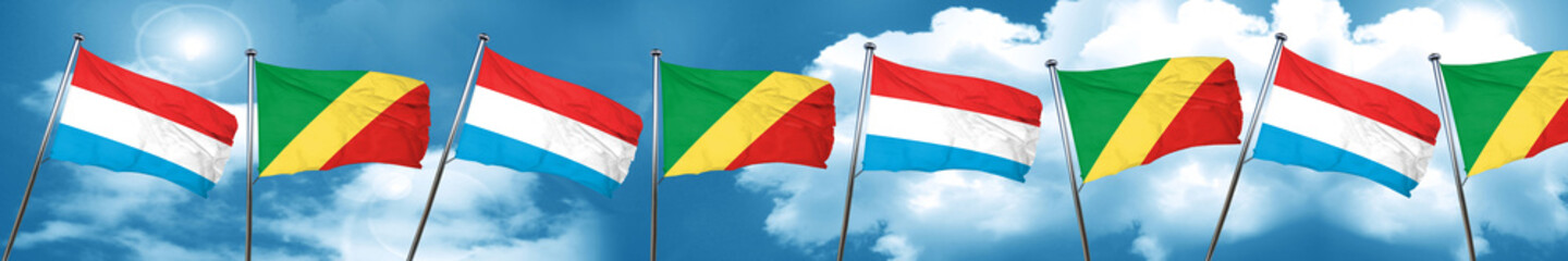 Luxembourg flag with congo flag, 3D rendering
