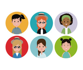 woman face avatar female circle icons vector illustration eps 10