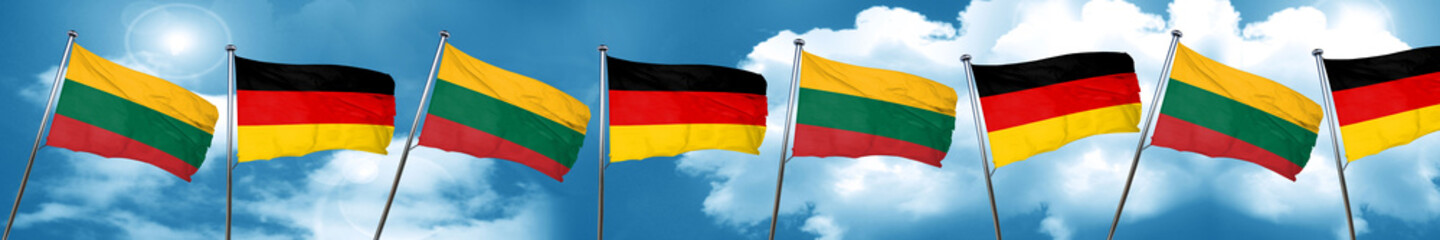 Lithuania flag with Germany flag, 3D rendering