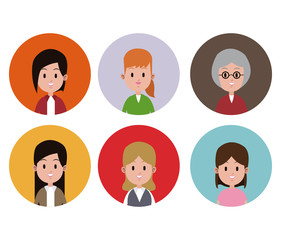 woman faces variety fashion circle icons vector illustration eps 10