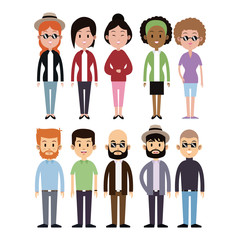group man woman standing different vector illustration eps 10
