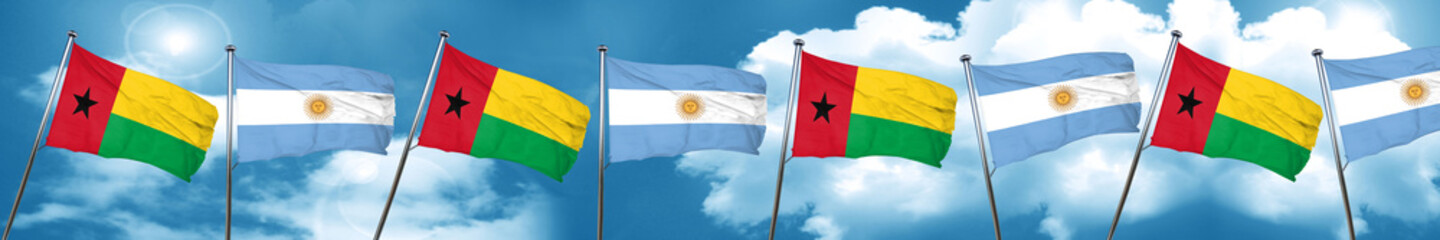 Fototapeta na wymiar Guinea bissau flag with Argentine flag, 3D rendering