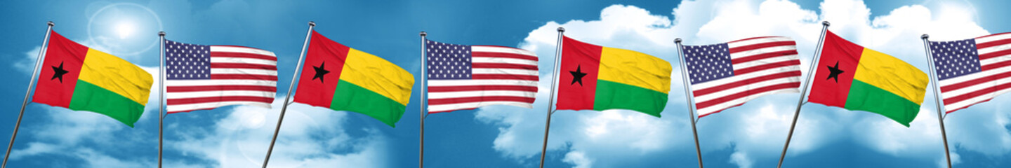 Guinea bissau flag with American flag, 3D rendering