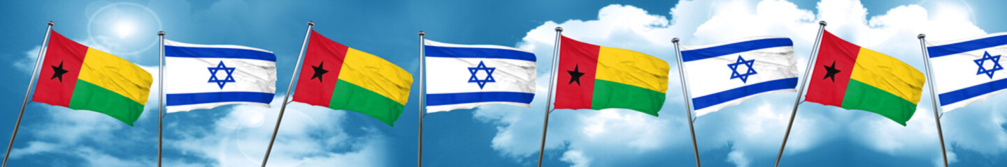 Guinea bissau flag with Israel flag, 3D rendering