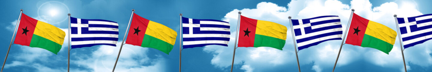 Guinea bissau flag with Greece flag, 3D rendering