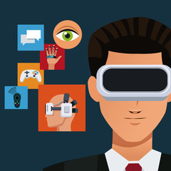 vr glasses face man icons technology vector illustration eps 10
