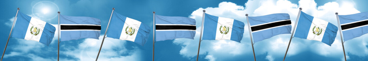 guatemala flag with Botswana flag, 3D rendering