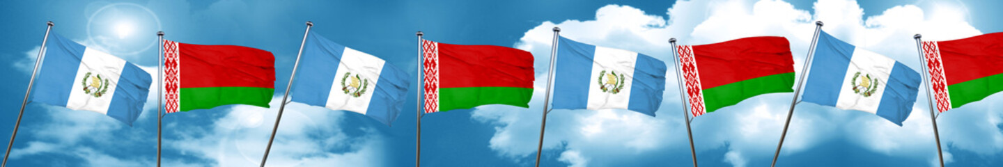 Naklejka na ściany i meble guatemala flag with Belarus flag, 3D rendering