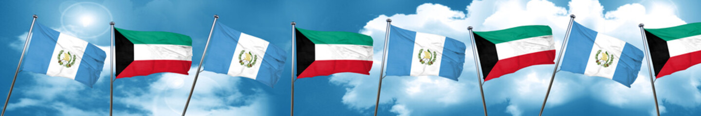 Fototapeta na wymiar guatemala flag with Kuwait flag, 3D rendering