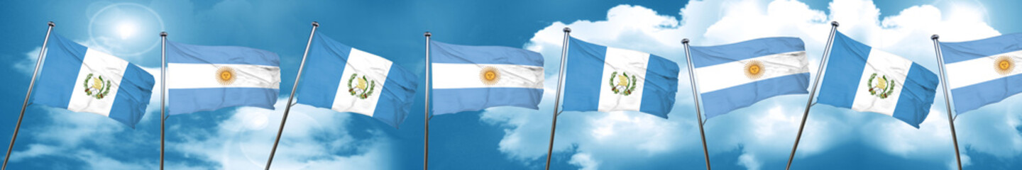 guatemala flag with Argentine flag, 3D rendering