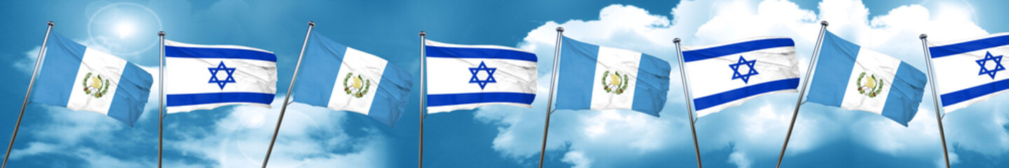 guatemala flag with Israel flag, 3D rendering