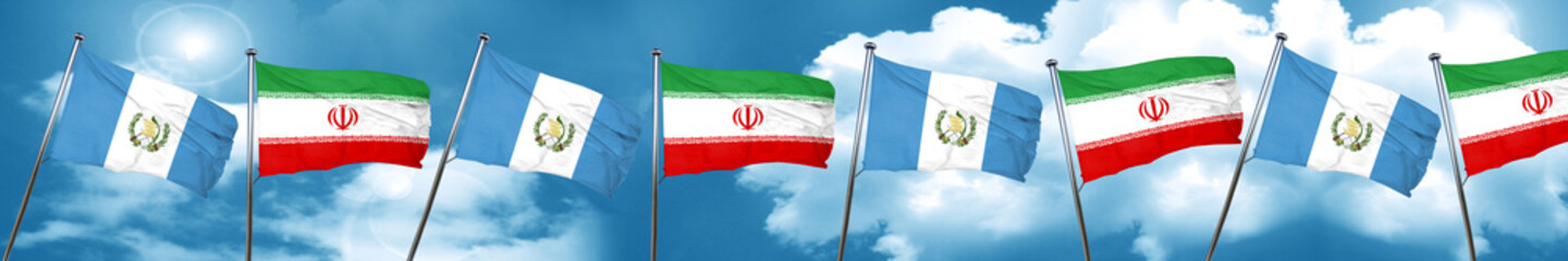guatemala flag with Iran flag, 3D rendering