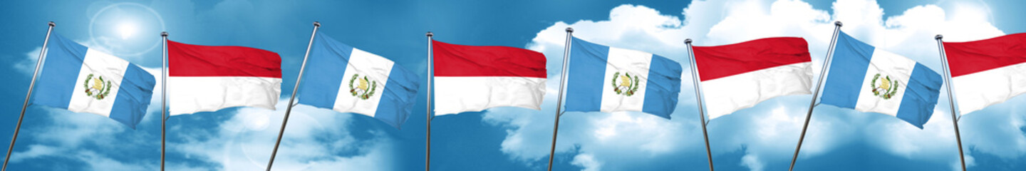 guatemala flag with Indonesia flag, 3D rendering