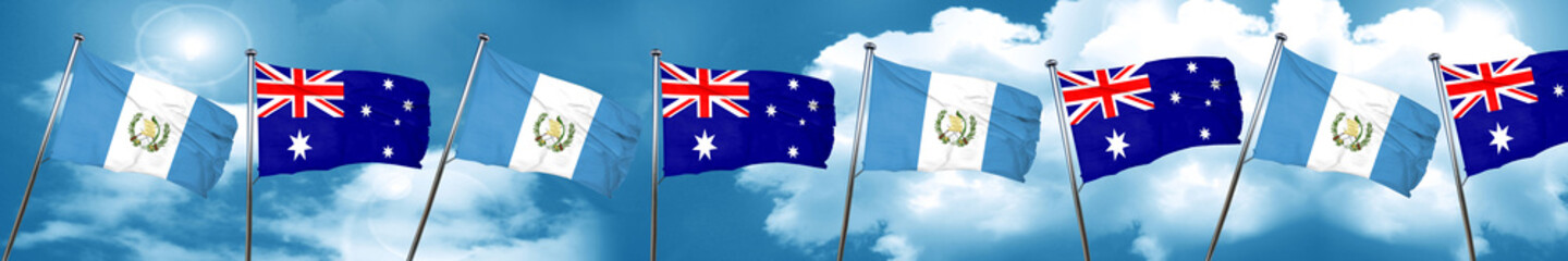 guatemala flag with Australia flag, 3D rendering