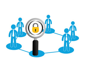 people connections lock network icon, vector illustration