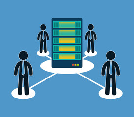 database optimization people hosting icon, vector illustration image