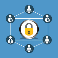 people connections lock network icon, vector illustration