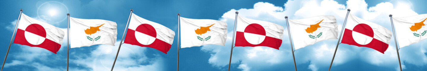 greenland flag with Cyprus flag, 3D rendering © Argus