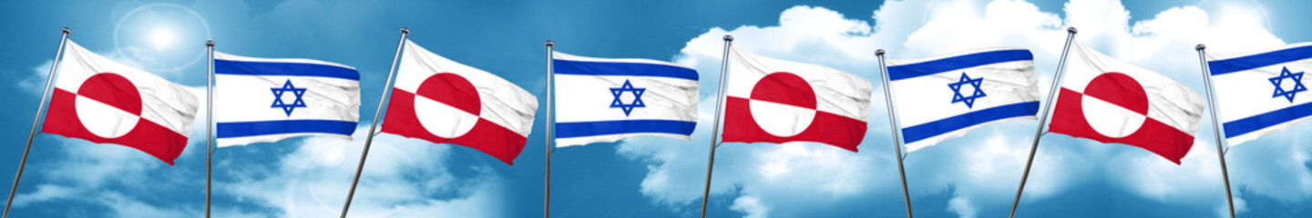 Fototapeta na wymiar greenland flag with Israel flag, 3D rendering