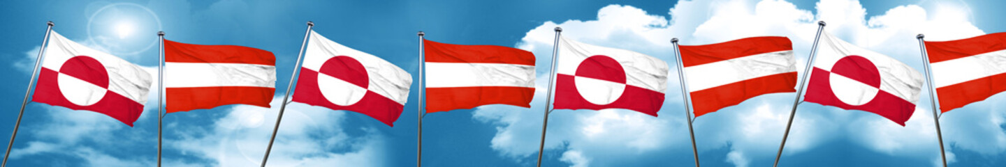 Fototapeta na wymiar greenland flag with Austria flag, 3D rendering