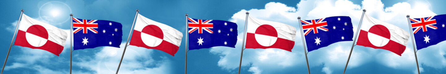 Fototapeta na wymiar greenland flag with Australia flag, 3D rendering