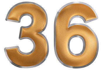 Numeral 36, thirty six, isolated on white background, 3d render