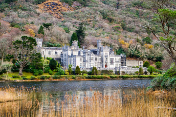 Kylemore Abbey, a Benedictine monastery in on the grounds of Kylemore Castle, in Connemara, County Galway, Ireland.