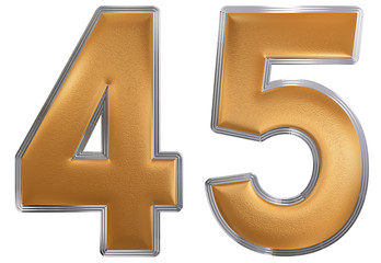 Numeral 45, forty five, isolated on white background, 3d render