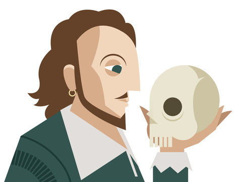 great english theater drama tragedy poet and playwright holding a skull