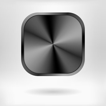 Brushed Metal Square Button    - vector illustration