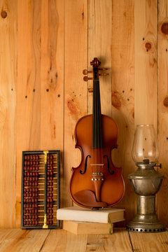 violin on wood. background,still life