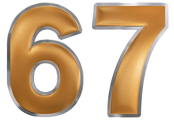 Numeral 67, sixty seven, isolated on white background, 3d render