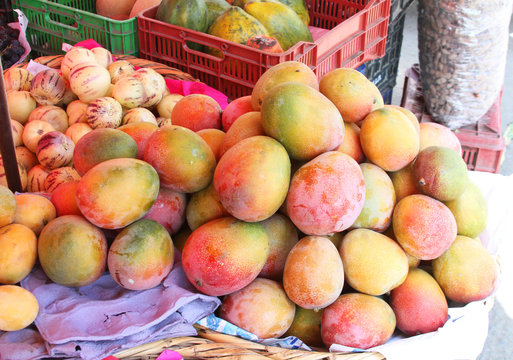 Ripe Mangoes at Market in Peru
