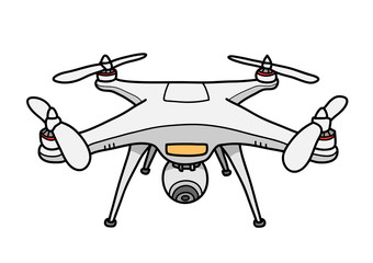 Camera Drone Vector Illustration, a hand drawn vector doodle illustration of a camera drone.