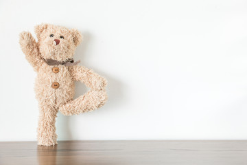 Teddy bear is an exercise with yoga and warm body