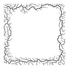 Cracks square frame for design project on black   - vector illustration 