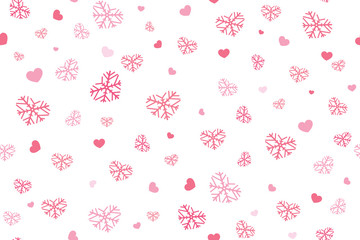 Vector of valentine snowflakes on white background.