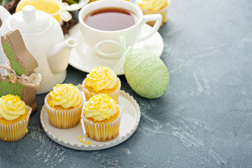 Lemon cupcakes with yellow frosting