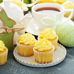 Lemon cupcakes with yellow frosting