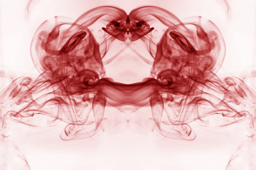 Toxic fumes movement on a white background..Red smoke movement o