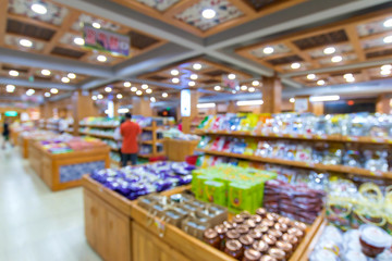 Blur of store for shopping at supermarket