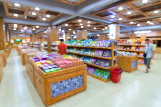 Blur of store for shopping at supermarket