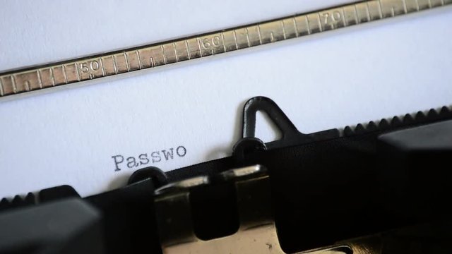 Typing the word Password: with an old manual typewriter