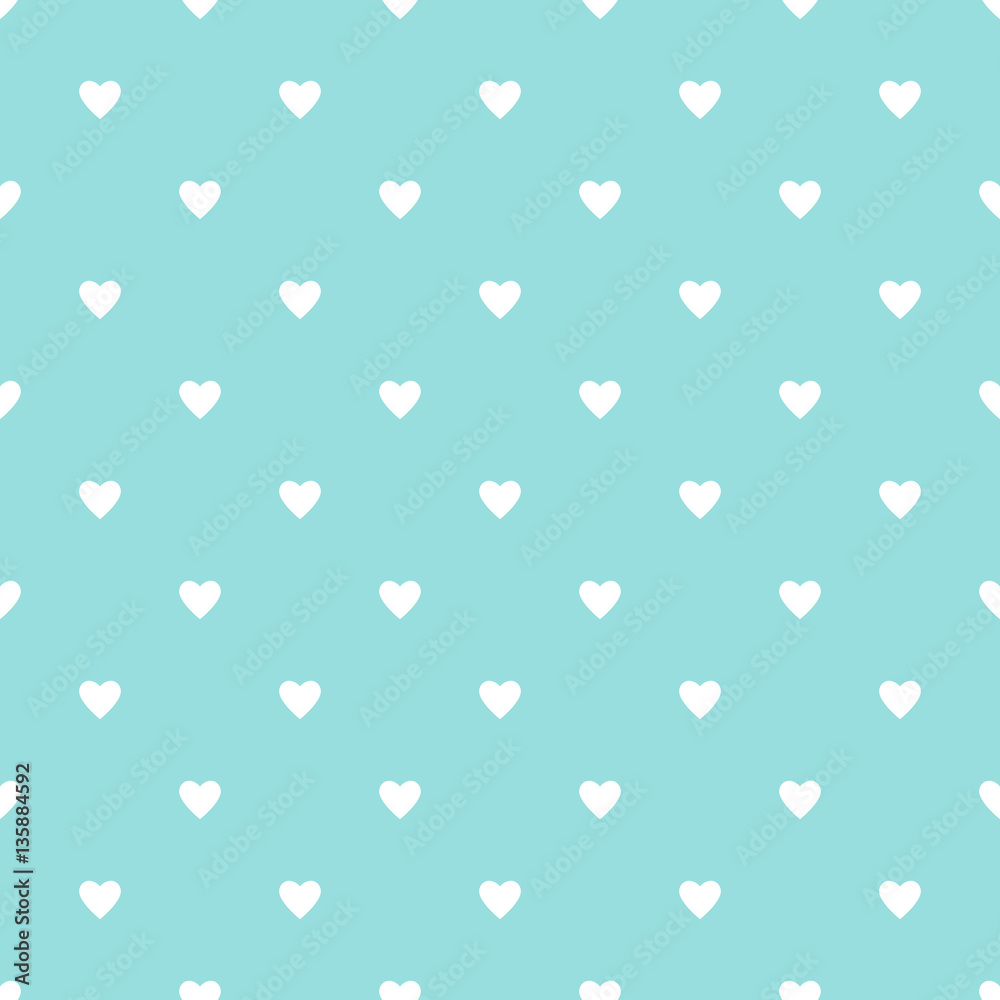 Poster valentine pattern seamless heart vector eps.10. simple white hearts on green aqua water color backgr