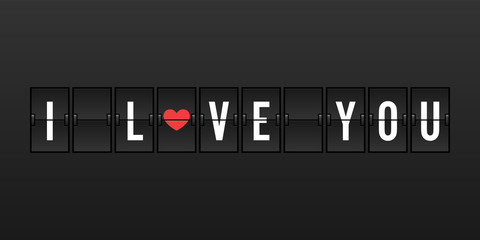 Naklejka premium I Love You Vector Illustration in Airport Flip Board
