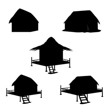 silhouettes hut vector design